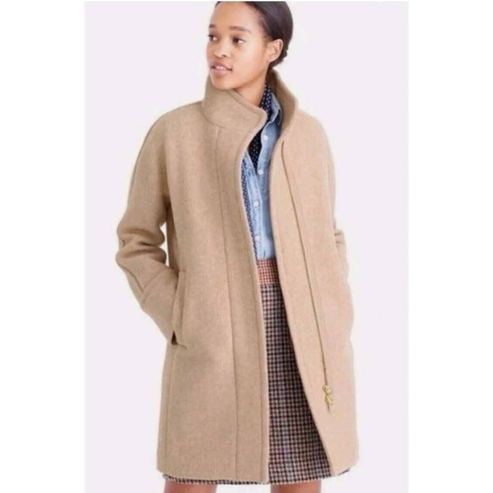 J Crew Cocoon Coat Italian Stadium Cloth Nello Gori Wool Tan Quiet Luxury 4